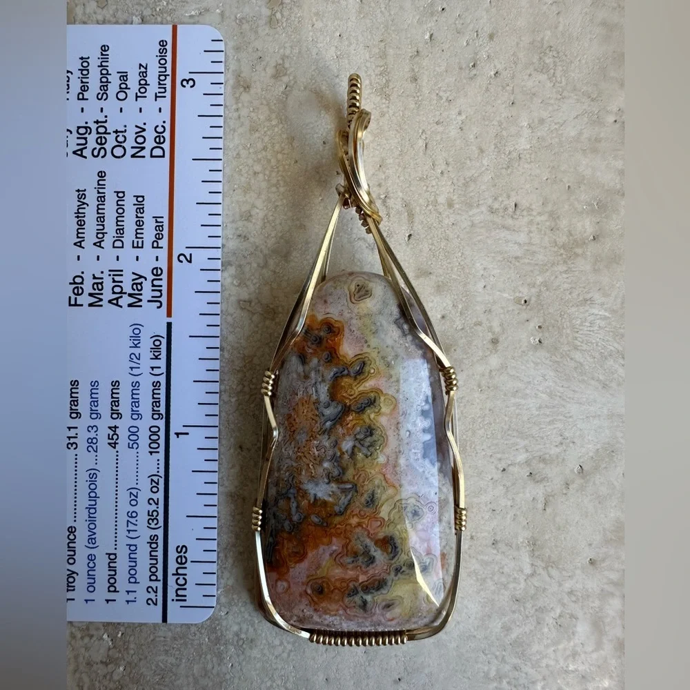 Exceptional Crazy Lace Agate High Quality Necklace Pendant